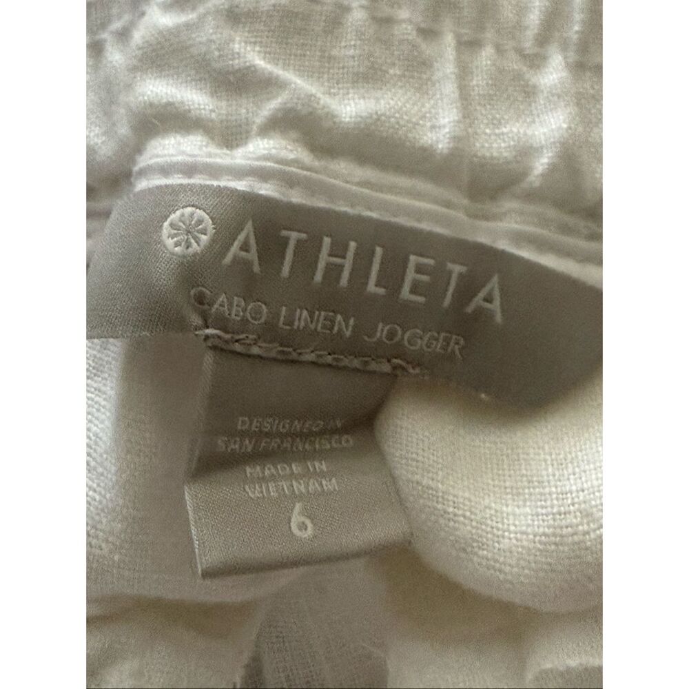 Athleta Cabo Linen Jogger Pants White Drawstring Zip Pockets Women’s 6 - Picture 10 of 12